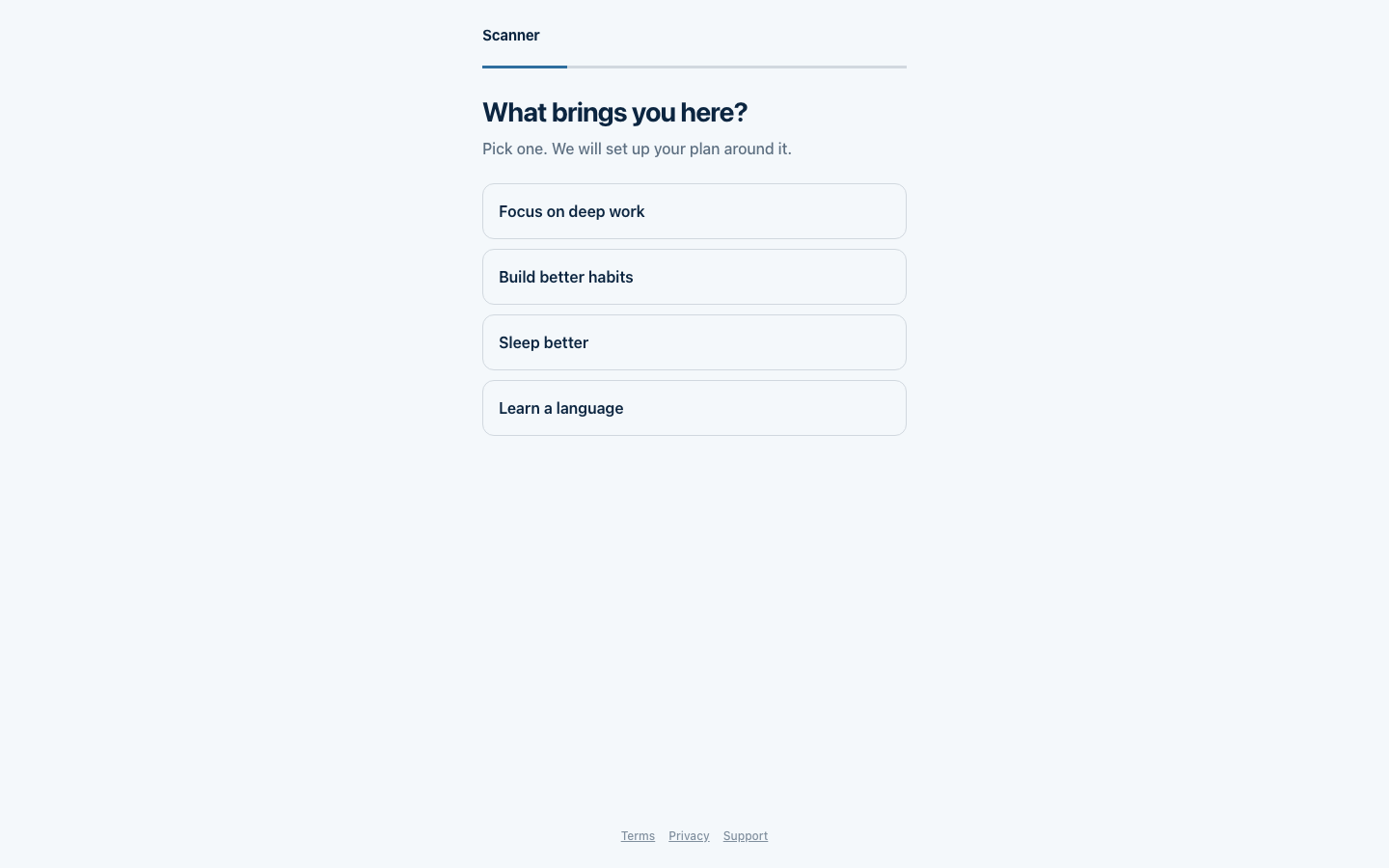 A published funnel question shown on a phone